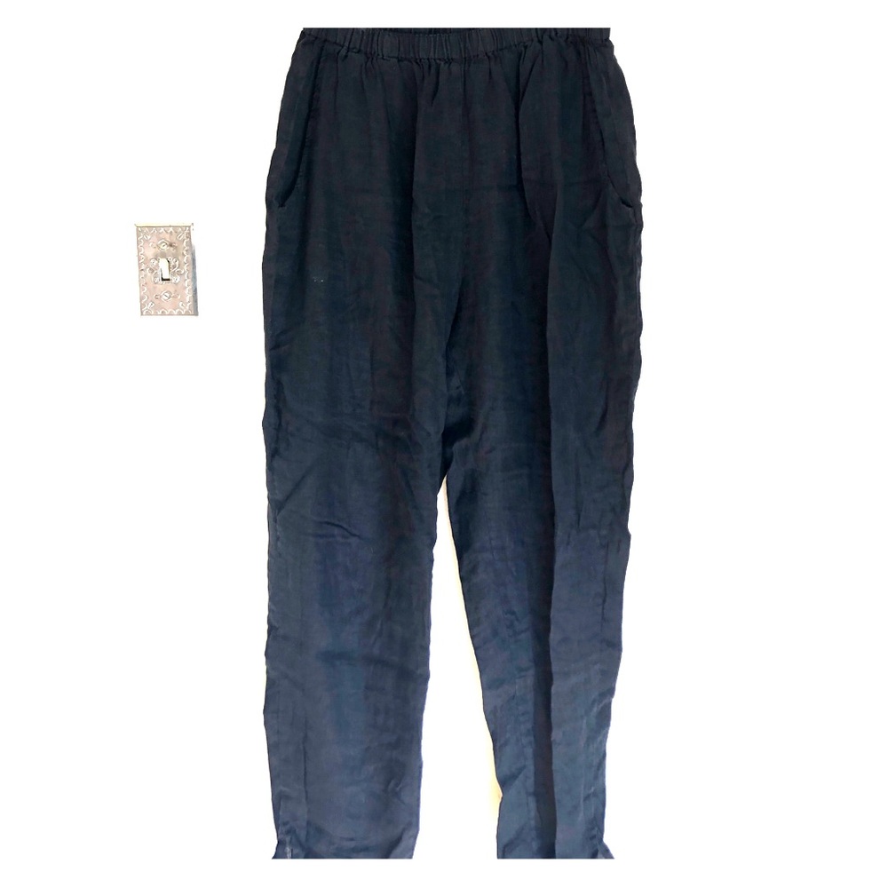 FLAX black linen pants size L